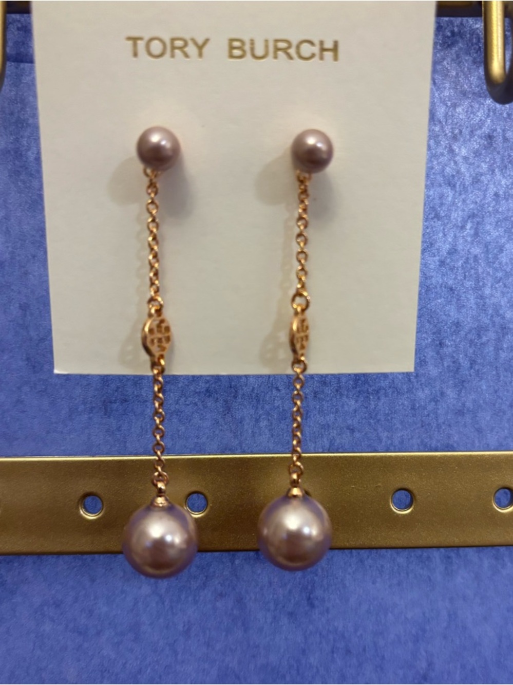 Tory Burch Rose Gold Pearl Drop Earrings